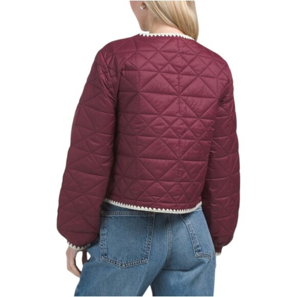 RACHEL ZOE Solid Reversible Jacket With Crochet Lace Edging - Picture 2 of 3